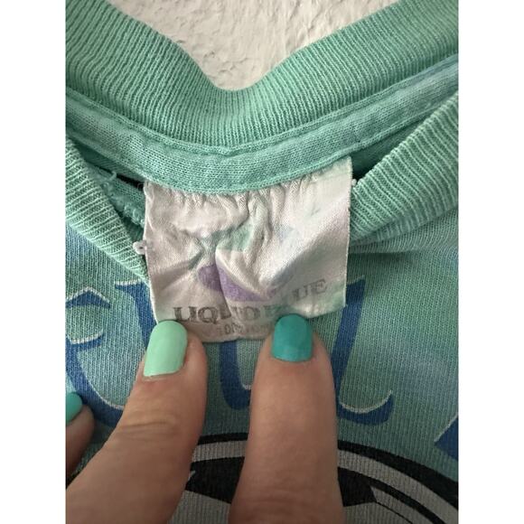 Vintage Grateful Dead T-Shirt 1990 Velodrome Tie Dye Sz L Liquid Blue USA Made - Picture 7 of 14